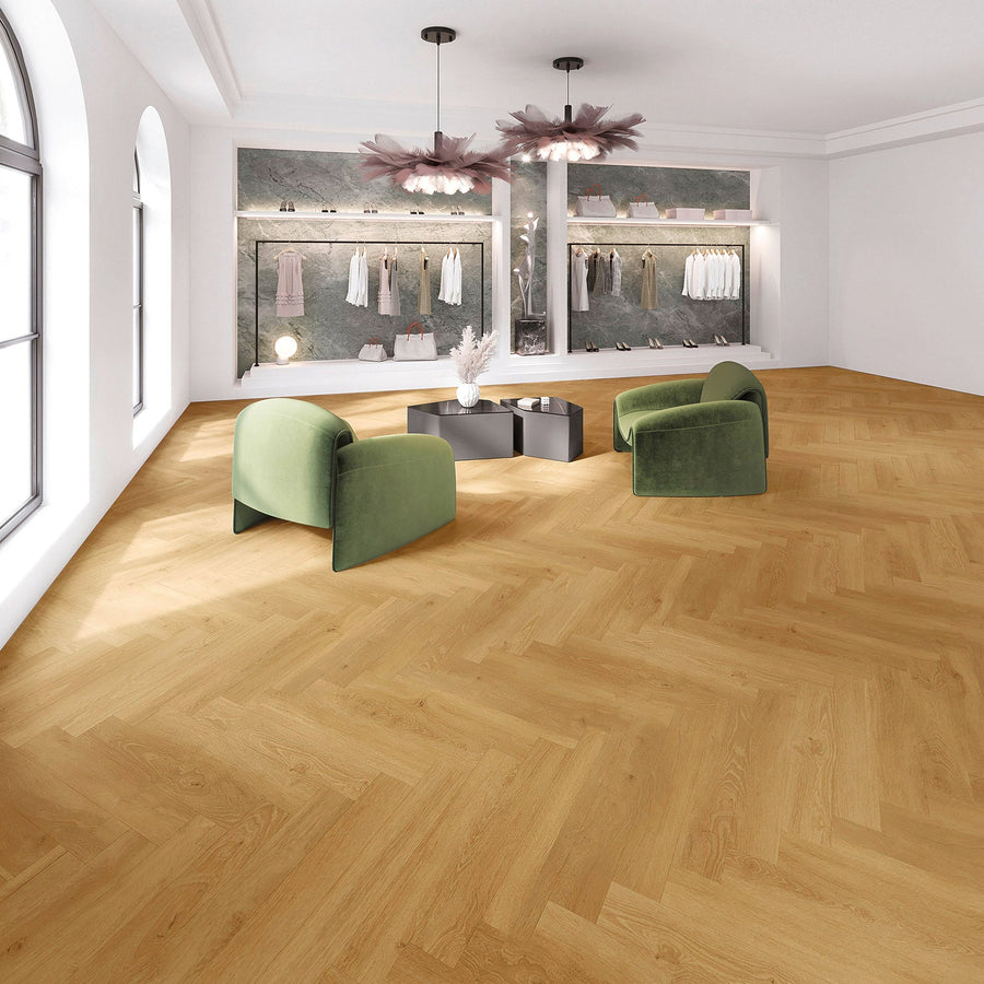 Fischgrät Parkett in natürlicher Holzoptik bei bodenpulse